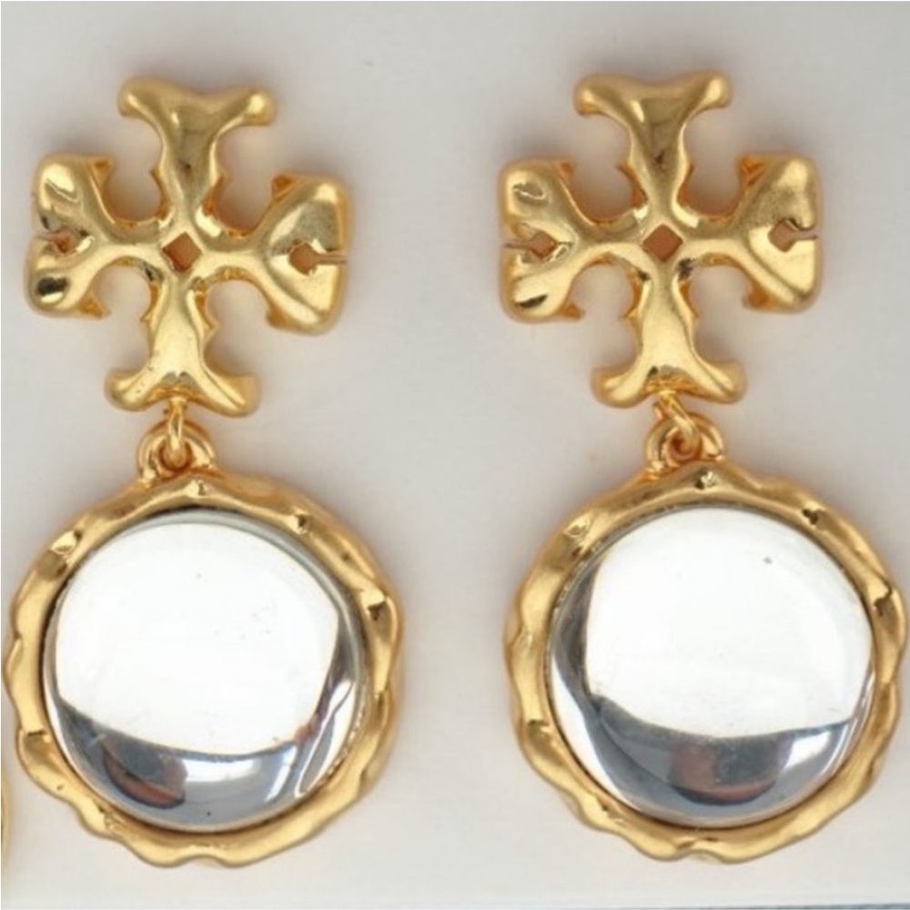 Final sale tory  Burch vintage gold Roxanne clear stone  drop earrings